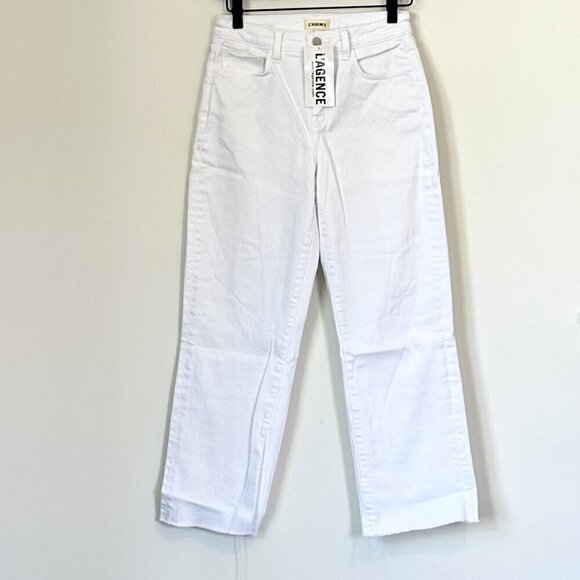 L'AGENCE Denim - NWT L'AGENCE White Wide Leg Raw Hem Jeans - Size: 25